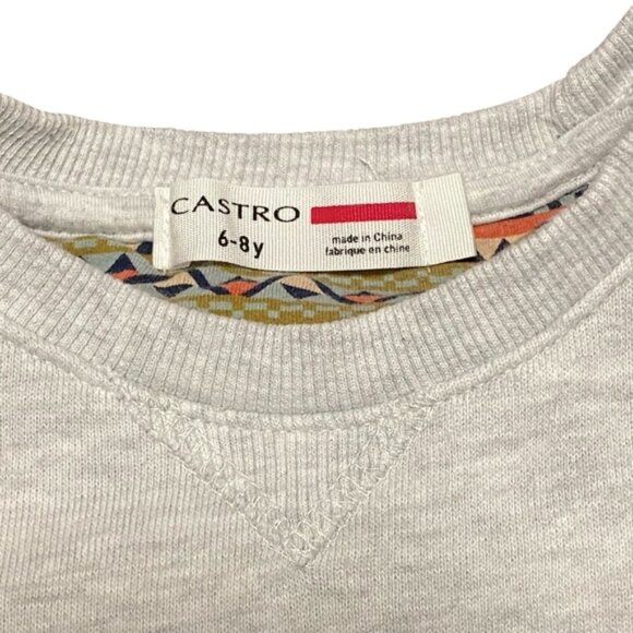 Castro Girl's Gray Owl Graphic Print Crewneck Sweatshirt - Picture 2 of 4